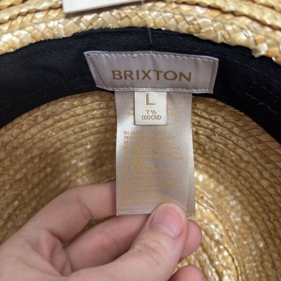 NWT Brixton Joanna Straw Hat Honey Wide Brim Boho Size L 7 1/2 main image 4